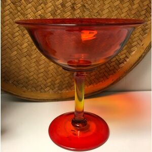 COPY - Rare Tiffin Glass Amberina Art Glass Candy Dish Footed Bowl 6.5” Tall Bo…